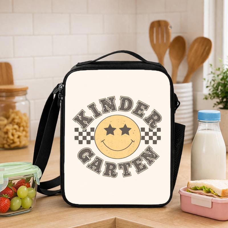 Vintage Smiley Lunch Bag - Kindergarten Kids School Style Lunch Box Bag - Savourry