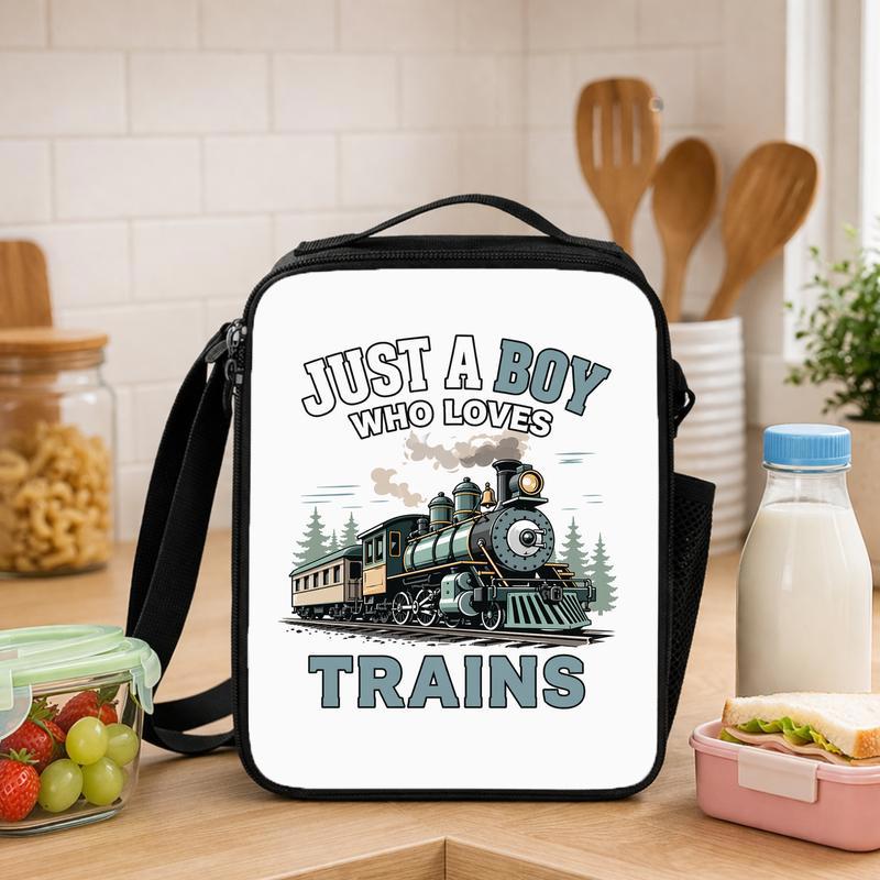 Vintage Train Kids Lunch Bag - Boy Who Loves Trains Gift Lunch Box Bag - Savourry