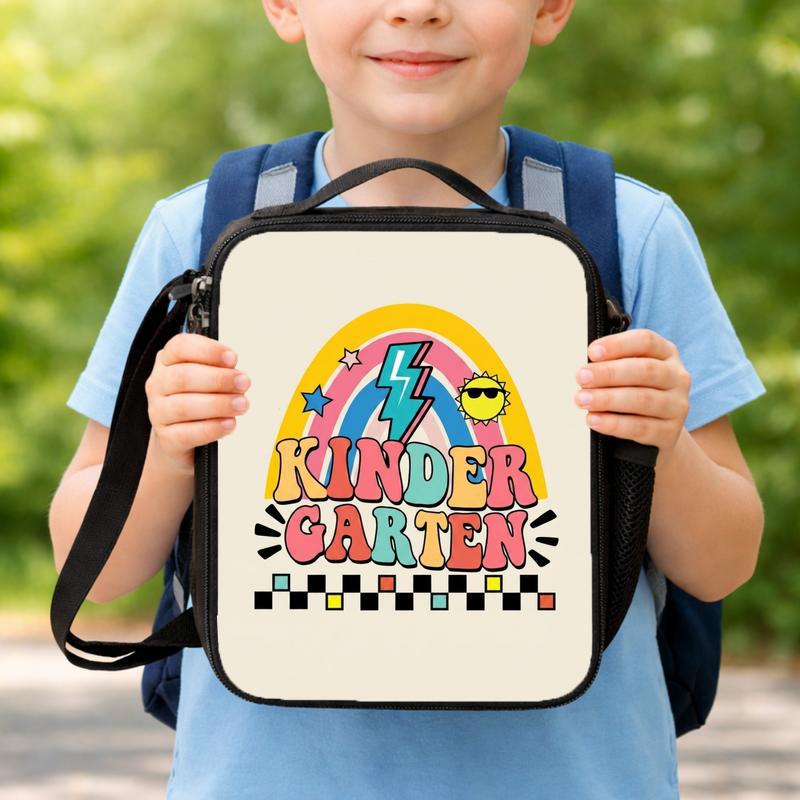 Back To School Lunch Bag - Fun Kindergarten Rainbow Cool Style Lunch Box Bag