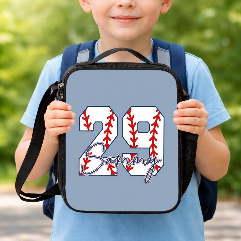 Baseball Back To School Lunch Bag - Custom Name And Number Lunch Box Bag Baseball Back To School Lunch Bag - Custom Name And Number Lunch Box Bag