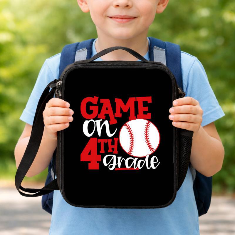 Baseball Lunch Bag Game On 4th Grade - Back To School Kids Lunch Box Bag Baseball Lunch Bag Game On 4th Grade - Back To School Kids Lunch Box Bag