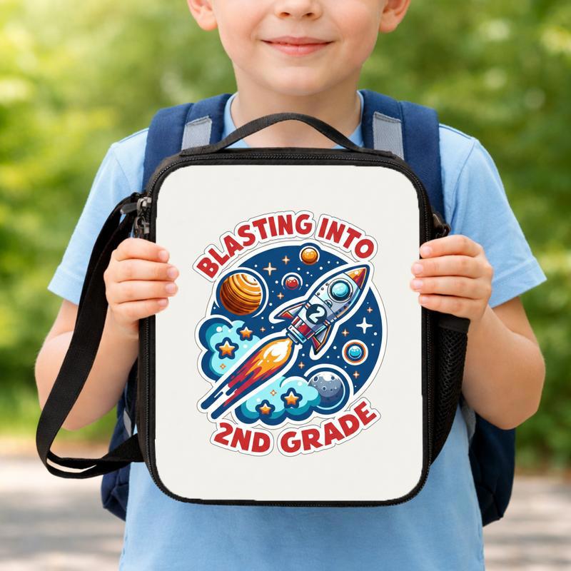 Blasting Into 2nd Grade Rocket Lunch Bag - Kids Back To School Fun Lunch Box Bag