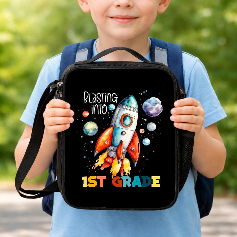 Blasting Into 1st Grade Rocket Lunch Bag - Back To School Space Theme Lunch Box Bag Blasting Into 1st Grade Rocket Lunch Bag - Back To School Space Theme Lunch Box Bag
