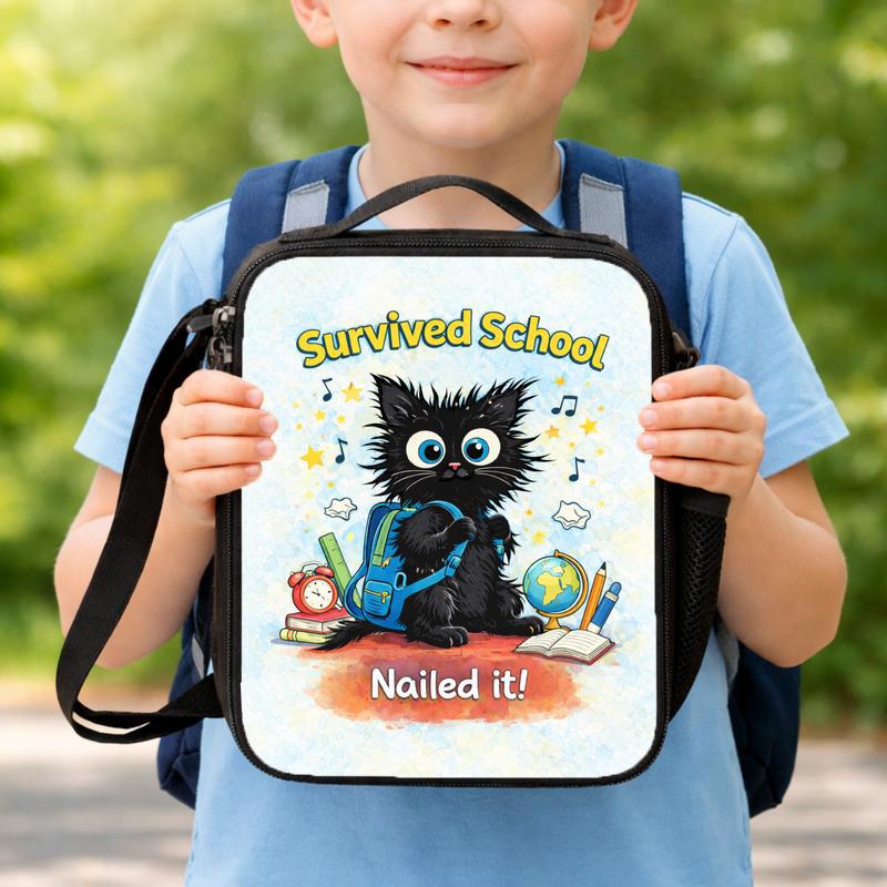 Cat Survived School Lunch Box Bag