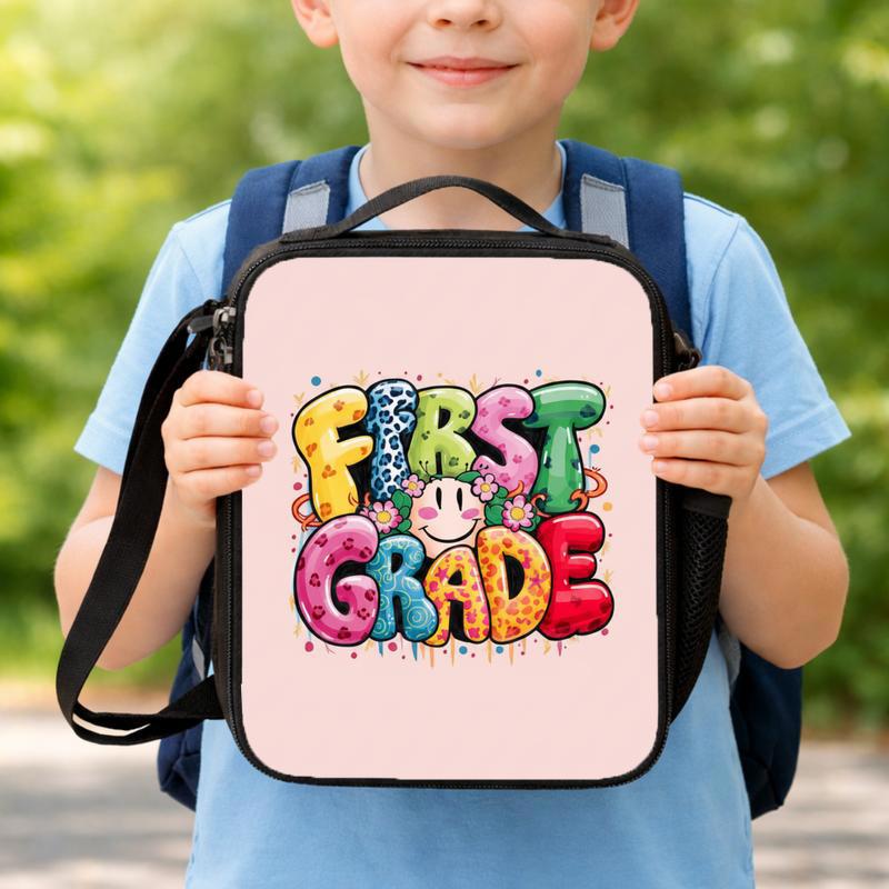 Color Pop First Grade Lunch Bag - Elementary School Smile Art Lunch Box Bag
