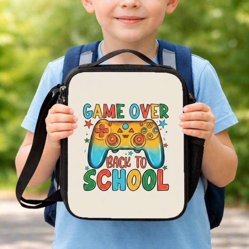 Colorful Game Over Lunch Bag - Back To School Gamer Kids Lunch Box Bag