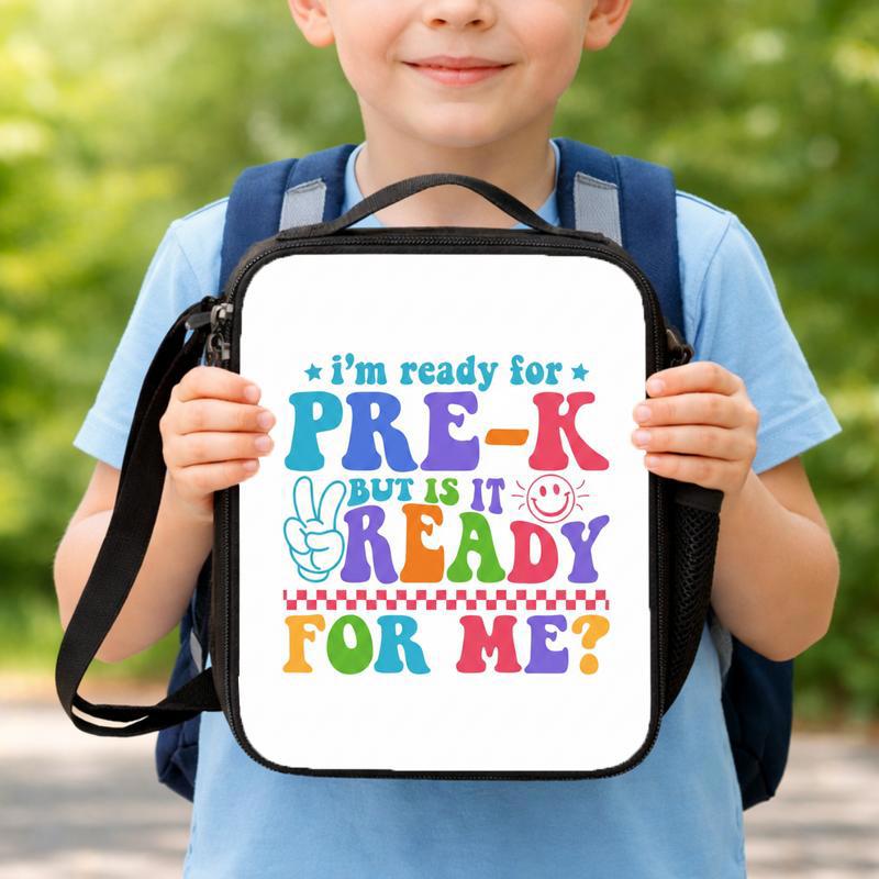 Colorful Kids Lunch Bag - Ready For Pre-K Funny Design Lunch Box Bag Colorful Kids Lunch Bag - Ready For Pre-K Funny Design Lunch Box Bag