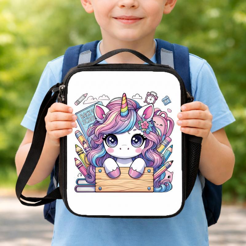 Colorful Unicorn Lunch Bag - Cute School Supplies Theme Lunch Box Bag Colorful Unicorn Lunch Bag - Cute School Supplies Theme Lunch Box Bag