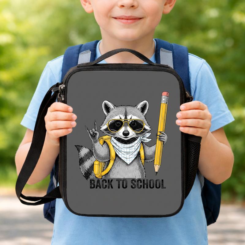 Cool Raccoon Lunch Bag Kids - Funny Back To School Boys Lunch Box Bag