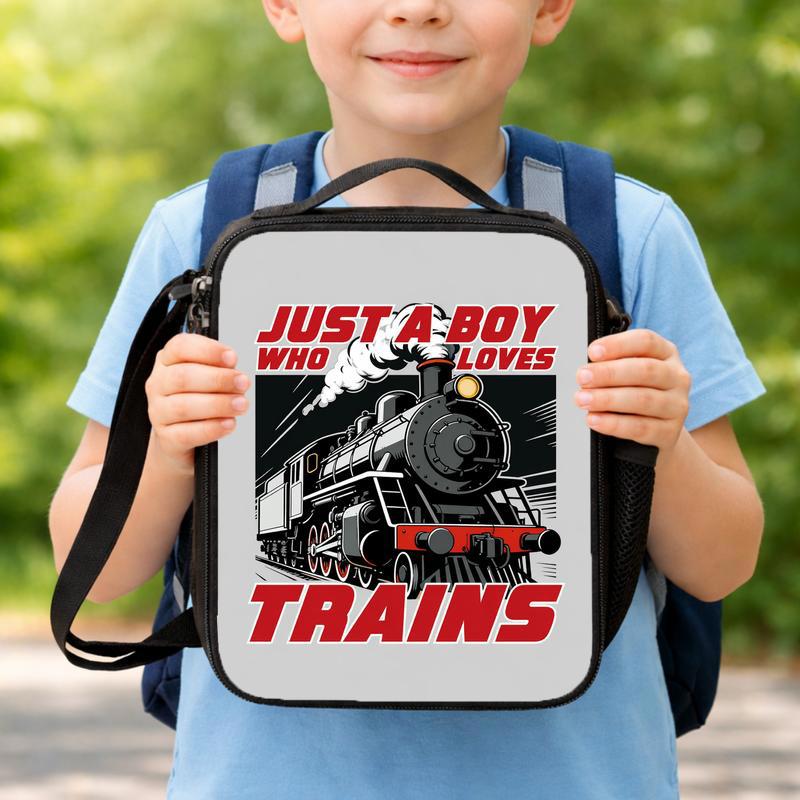Cool Train Lunch Bag For Kids - Just A Boy Who Loves Trains Lunch Box Bag Cool Train Lunch Bag For Kids - Just A Boy Who Loves Trains Lunch Box Bag