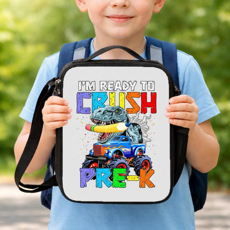 Crush Pre-K Dino Truck Lunch Bag - Kids School Fun Lunch Box Bag Crush Pre-K Dino Truck Lunch Bag - Kids School Fun Lunch Box Bag