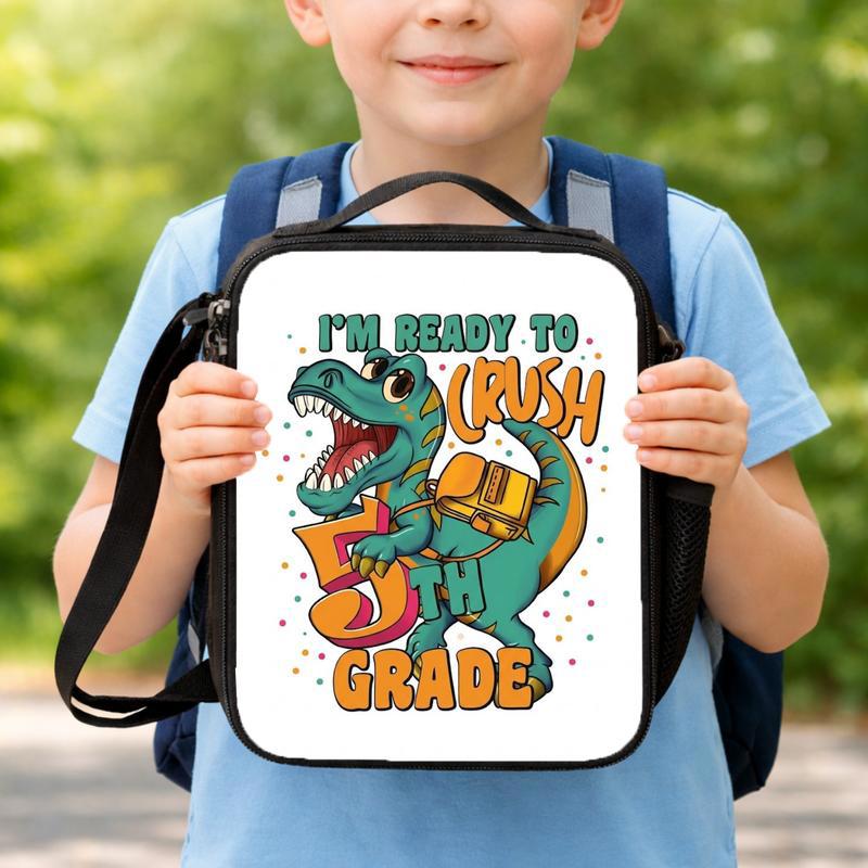 Crush 5th Grade Dino Custom Lunch Bag - Back To School Kids Lunch Box Bag Crush 5th Grade Dino Custom Lunch Bag - Back To School Kids Lunch Box Bag