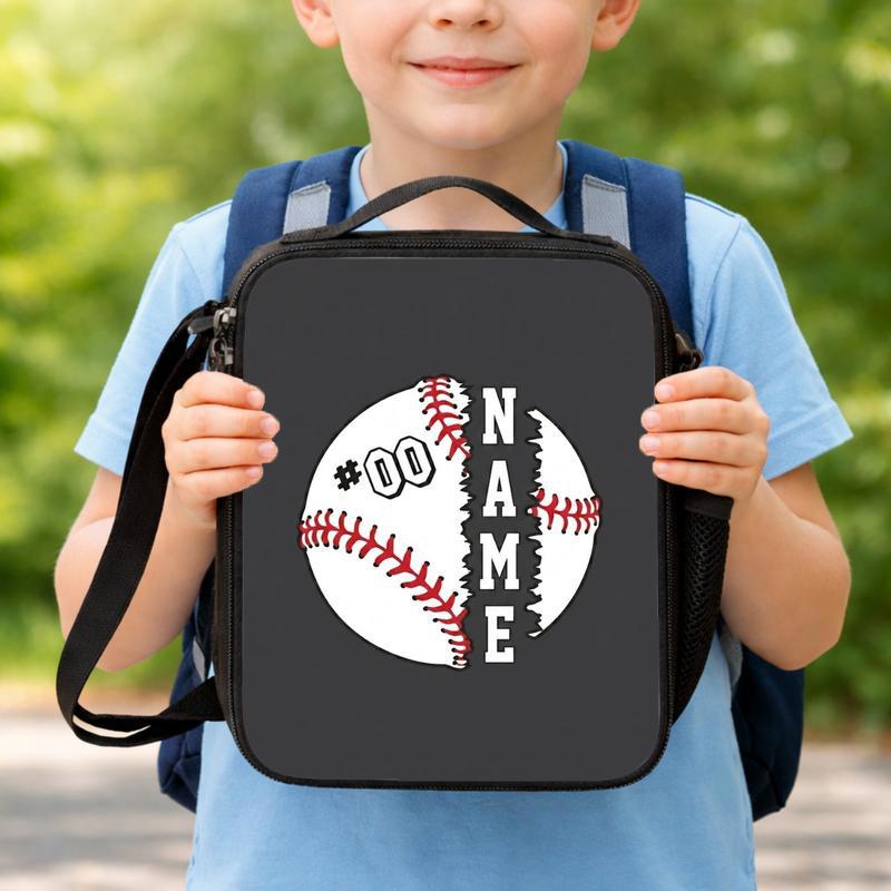 Custom Baseball Lunch Bag - Name And Number Back To School Lunch Box Bag Custom Baseball Lunch Bag - Name And Number Back To School Lunch Box Bag