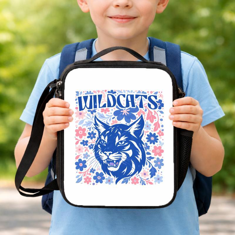 Custom Floral Mascot Lunch Bag - Middle School Spirit Style Lunch Box Bag