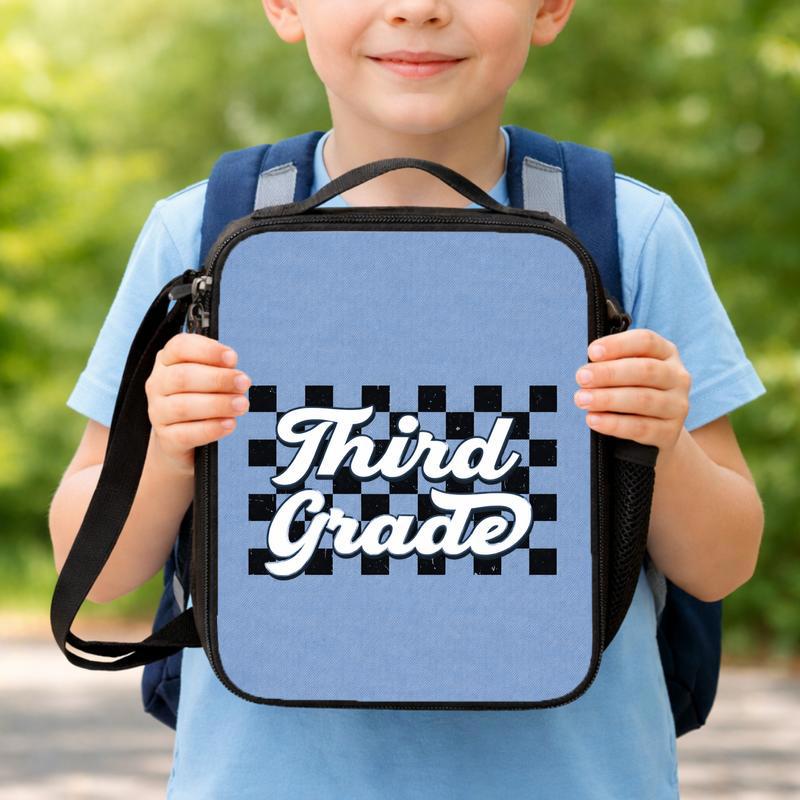 Custom Grade Checkered Lunch Bag - Cool Back To School Look Lunch Box Bag