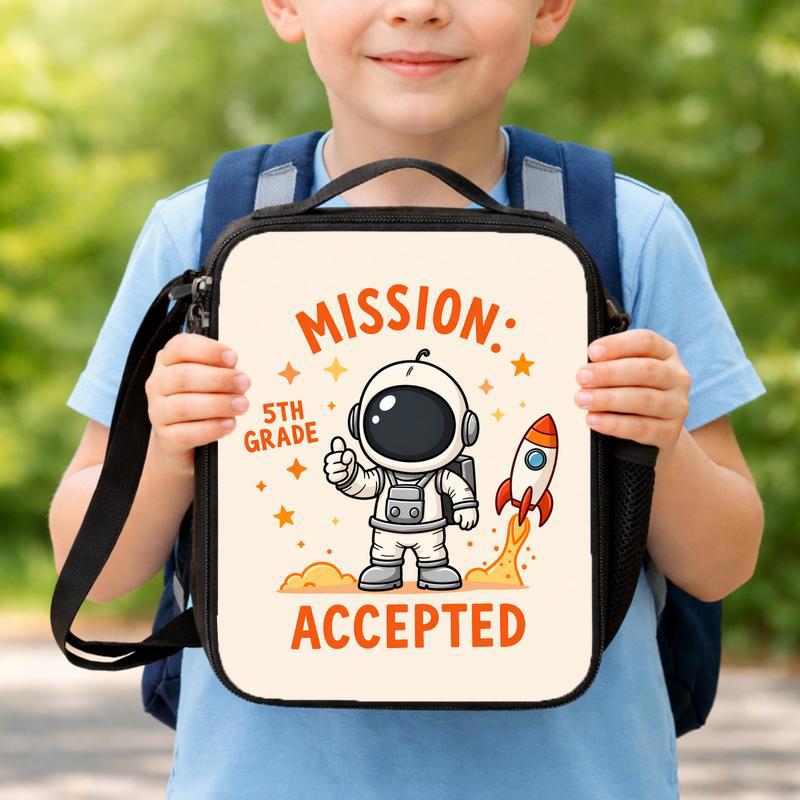 Custom Grade Lunch Bag Kids - Mission Accepted Astronaut Theme Lunch Box Bag