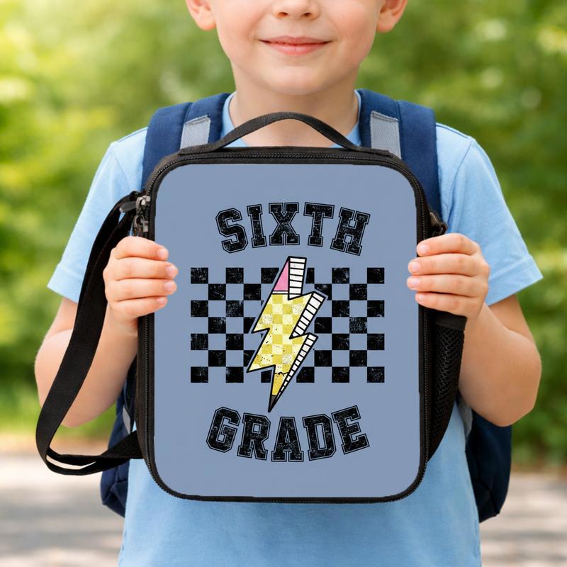 Custom Grade Middle School Lunch Bag - Back To School Cool Retro Style Lunch Box Bag Custom Grade Middle School Lunch Bag - Back To School Cool Retro Style Lunch Box Bag