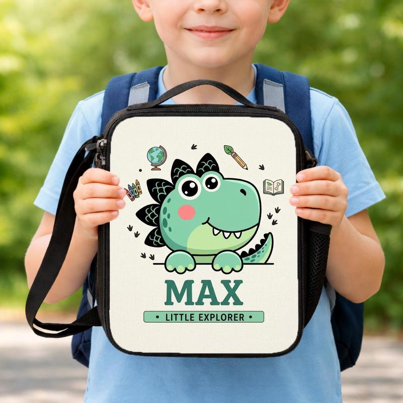 Custom Little Explorer Dino Lunch Bag - School Adventure Kids Lunch Box Bag Custom Little Explorer Dino Lunch Bag - School Adventure Kids Lunch Box Bag