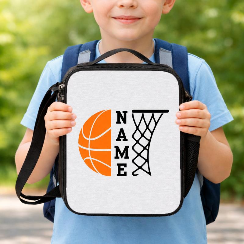 Custom Name Basketball Lunch Bag - Back To School Sport Style Lunch Box Bag Custom Name Basketball Lunch Bag - Back To School Sport Style Lunch Box Bag