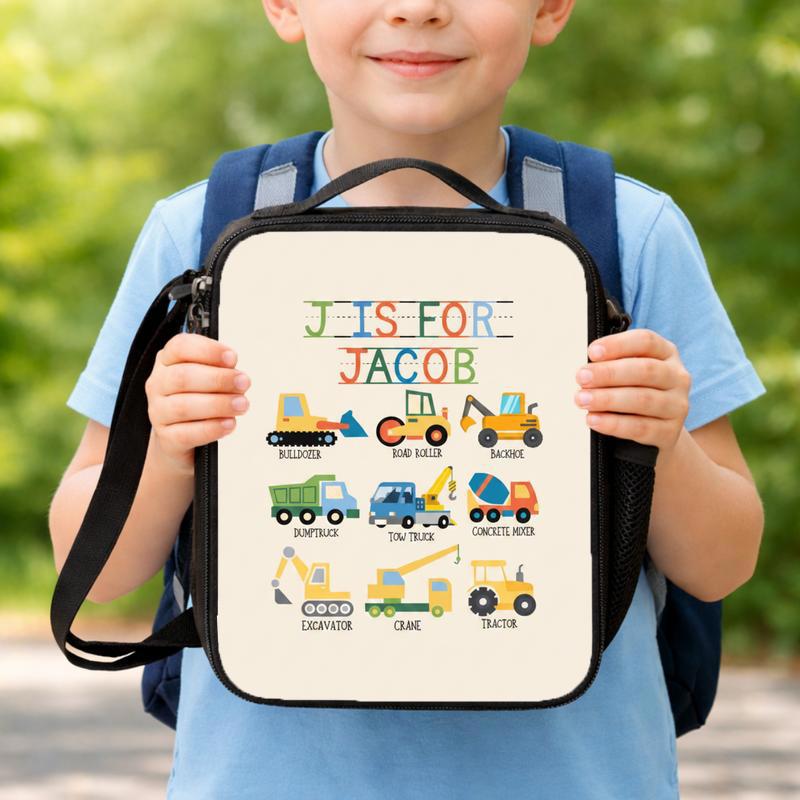 Custom Name Truck Lunch Bag For Boys - Back To School Gift Lunch Box Bag Custom Name Truck Lunch Bag For Boys - Back To School Gift Lunch Box Bag