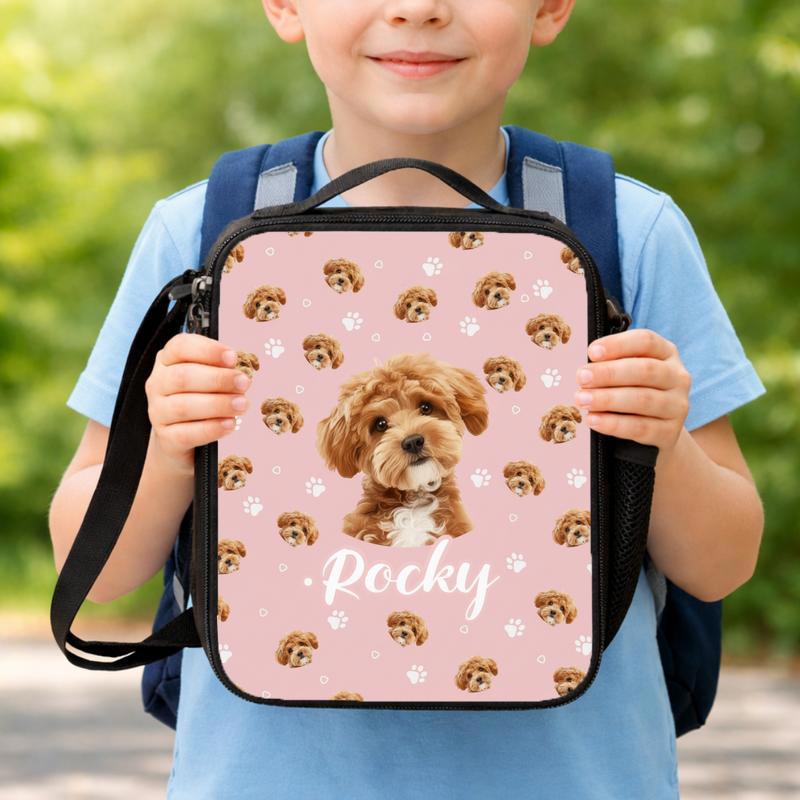 Custom Pet Photo Backpack_ Personalized Dog_Cat Face Schoolbag Lunch Box Bag Custom Pet Photo Backpack_ Personalized Dog_Cat Face Schoolbag Lunch Box Bag
