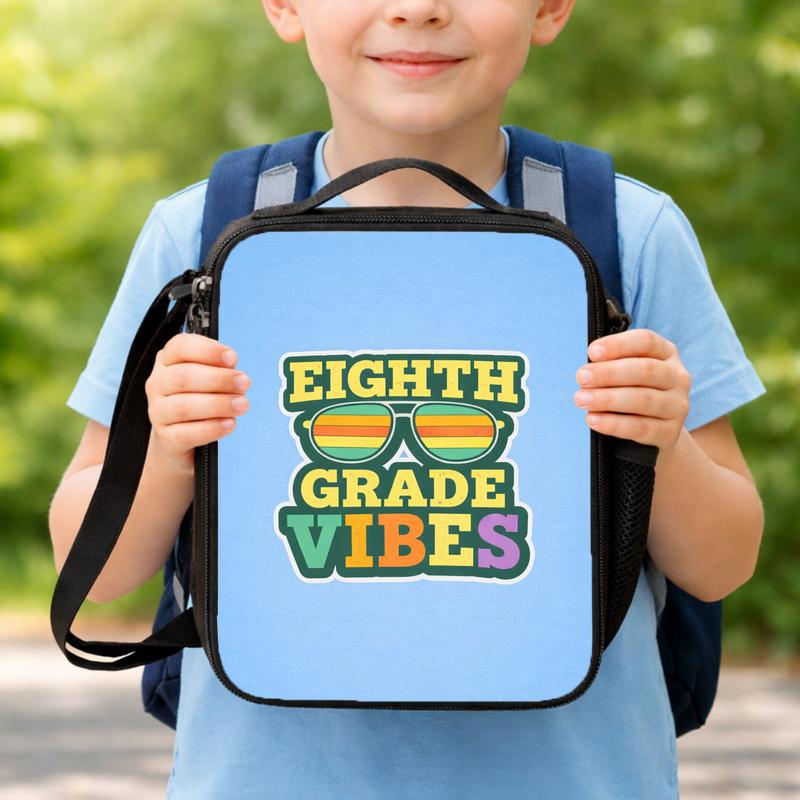 Custom 8th Grade Lunch Bag - Middle School Back To School Retro Vibe Lunch Box Bag Custom 8th Grade Lunch Bag - Middle School Back To School Retro Vibe Lunch Box Bag