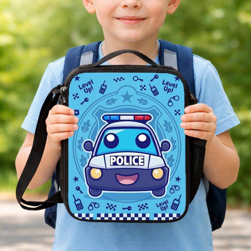 Cute Police Car Lunch Bag - Level Up Kids Back To School Gift Lunch Box Bag Cute Police Car Lunch Bag - Level Up Kids Back To School Gift Lunch Box Bag