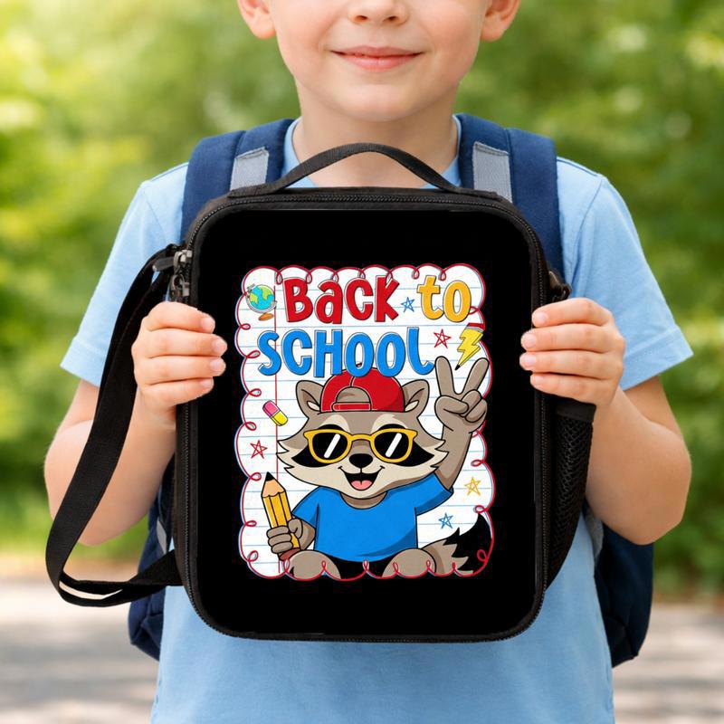 Cute Raccoon Lunch Bag - Kids Back To School Fun Design Lunch Box Bag