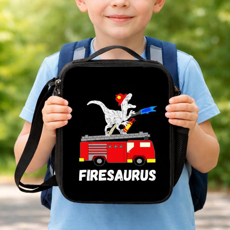 Dinosaur Fire Truck Lunch Bag - Firesaurus Kids Back To School Lunch Box Bag Dinosaur Fire Truck Lunch Bag - Firesaurus Kids Back To School Lunch Box Bag
