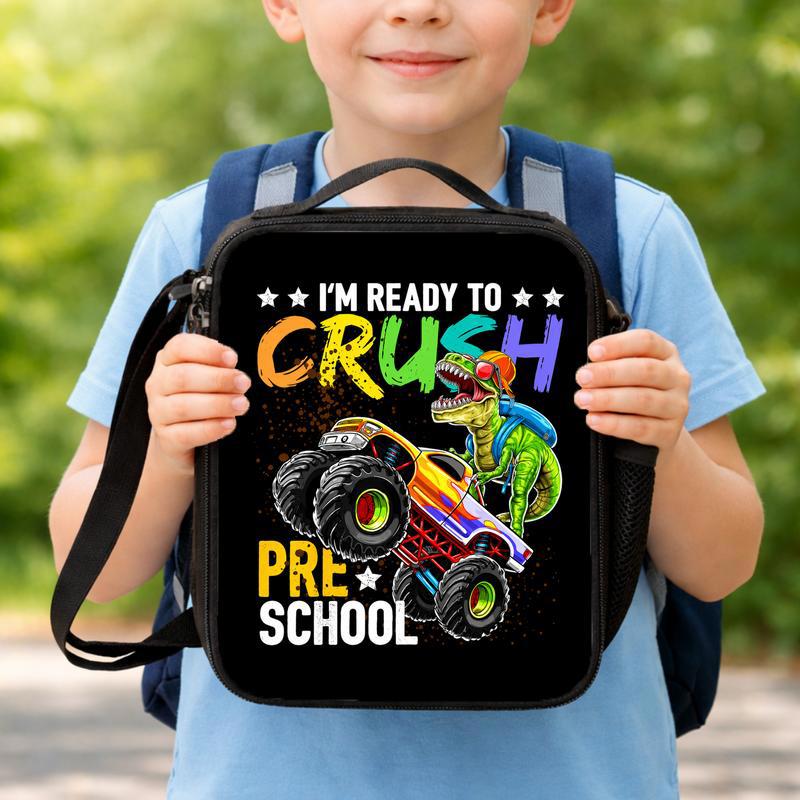 Dinosaur Monster Truck Lunch Bag For Kids - Back To School Fun Lunch Box Bag Dinosaur Monster Truck Lunch Bag For Kids - Back To School Fun Lunch Box Bag