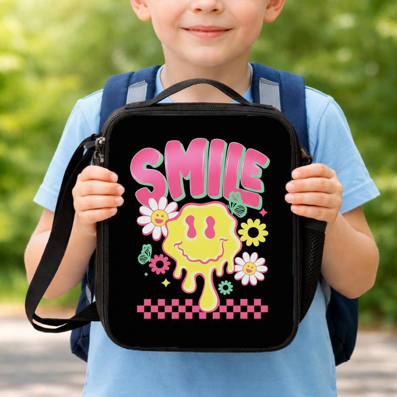Drippy Smiley Lunch Bag - Cool Retro School Style Kids Lunch Box Bag Drippy Smiley Lunch Bag - Cool Retro School Style Kids Lunch Box Bag