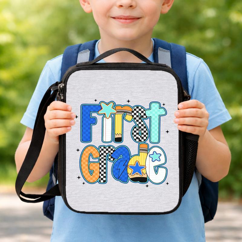 Elementary School First Grade Lunch Bag - Bold Retro Fun Vibes Lunch Box Bag Elementary School First Grade Lunch Bag - Bold Retro Fun Vibes Lunch Box Bag