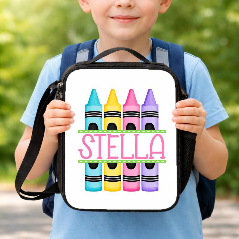 Elementary School Lunch Bag - Custom Name Crayon Style Lunch Box Bag Elementary School Lunch Bag - Custom Name Crayon Style Lunch Box Bag