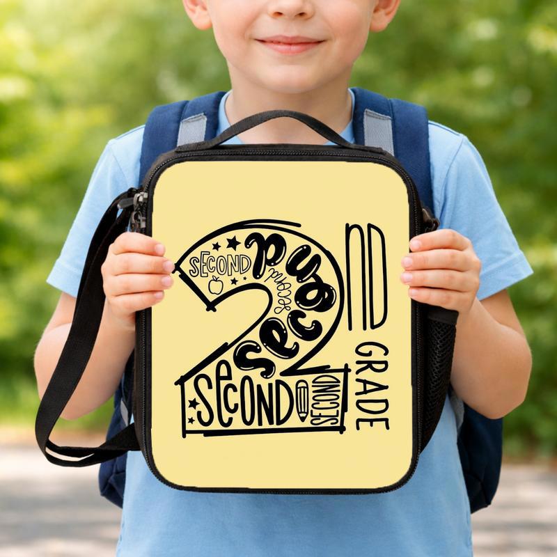 Elementary School 2nd Grade Lunch Bag - Cool Bold Letter Style Lunch Box Bag