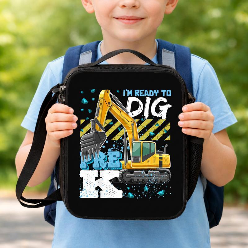 Excavator Lunch Bag For Kids - Ready To Dig Pre-K Gift Lunch Box Bag Excavator Lunch Bag For Kids - Ready To Dig Pre-K Gift Lunch Box Bag
