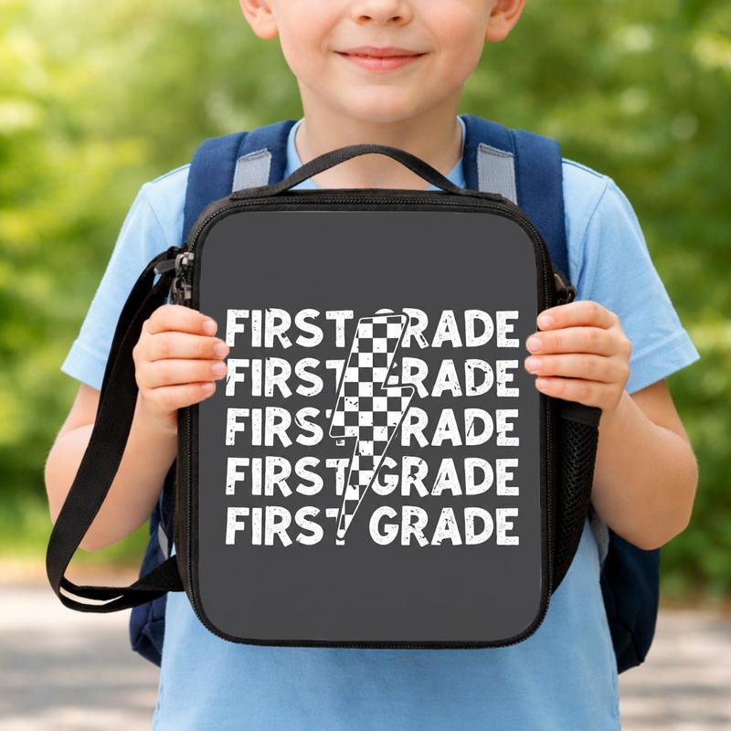First Grade Lightning Checkerboard - Cool Kids School Lunch Bag Lunch Box Bag