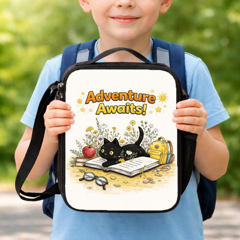 Floral Cat Book Lunch Box Bag Floral Cat Book Lunch Box Bag
