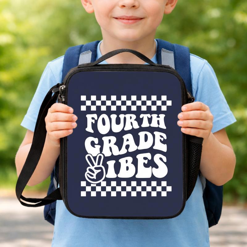 Fourth Grade Vibes Checkerboard Lunch Bag - Cool Kids School Style Lunch Box Bag Fourth Grade Vibes Checkerboard Lunch Bag - Cool Kids School Style Lunch Box Bag