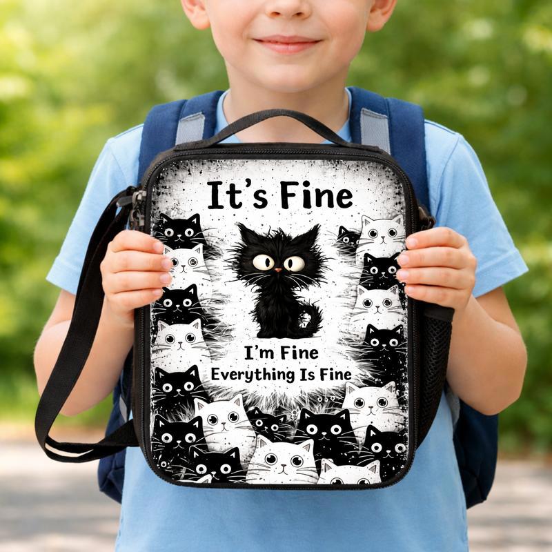 Funny Black Cat School Backpack For Girls Boys Lunch Box Bag Funny Black Cat School Backpack For Girls Boys Lunch Box Bag
