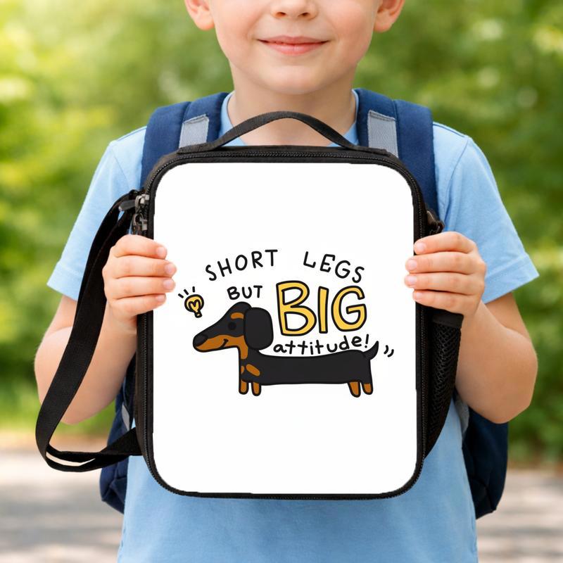 Funny Dashund Dog - Short Legs But Big Attitude Lunch Box Bag Funny Dashund Dog - Short Legs But Big Attitude Lunch Box Bag