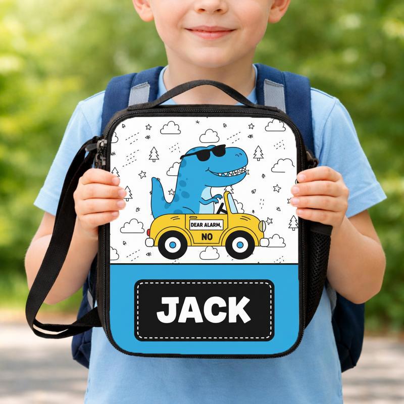 Funny Dinosaur Lunch Bag With Name - Back To School Kids Lunch Box Bag Funny Dinosaur Lunch Bag With Name - Back To School Kids Lunch Box Bag