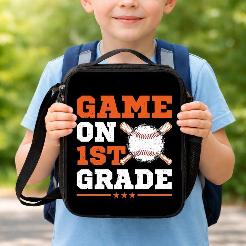 Game On First Grade Lunch Bag - Baseball Kids Gift Lunch Box Bag Game On First Grade Lunch Bag - Baseball Kids Gift Lunch Box Bag