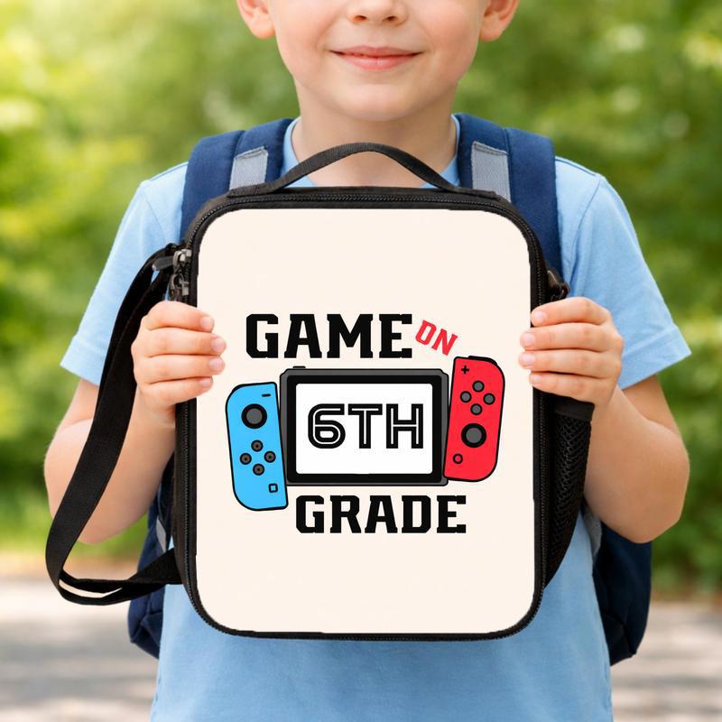 Game On 6th Grade Lunch Bag - Cool Gamer School Style Lunch Box Bag