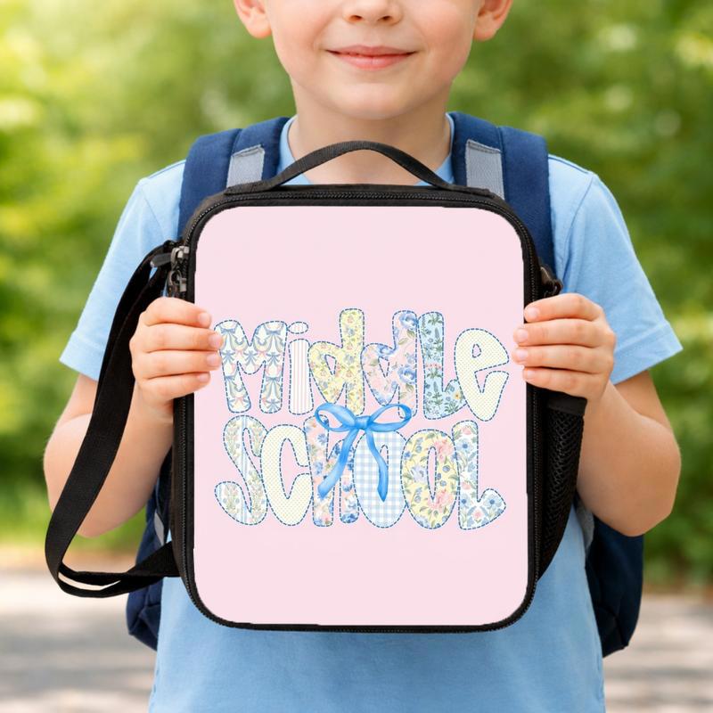 Girl Middle School Lunch Bag - Back To School Floral Bow Style Lunch Box Bag Girl Middle School Lunch Bag - Back To School Floral Bow Style Lunch Box Bag