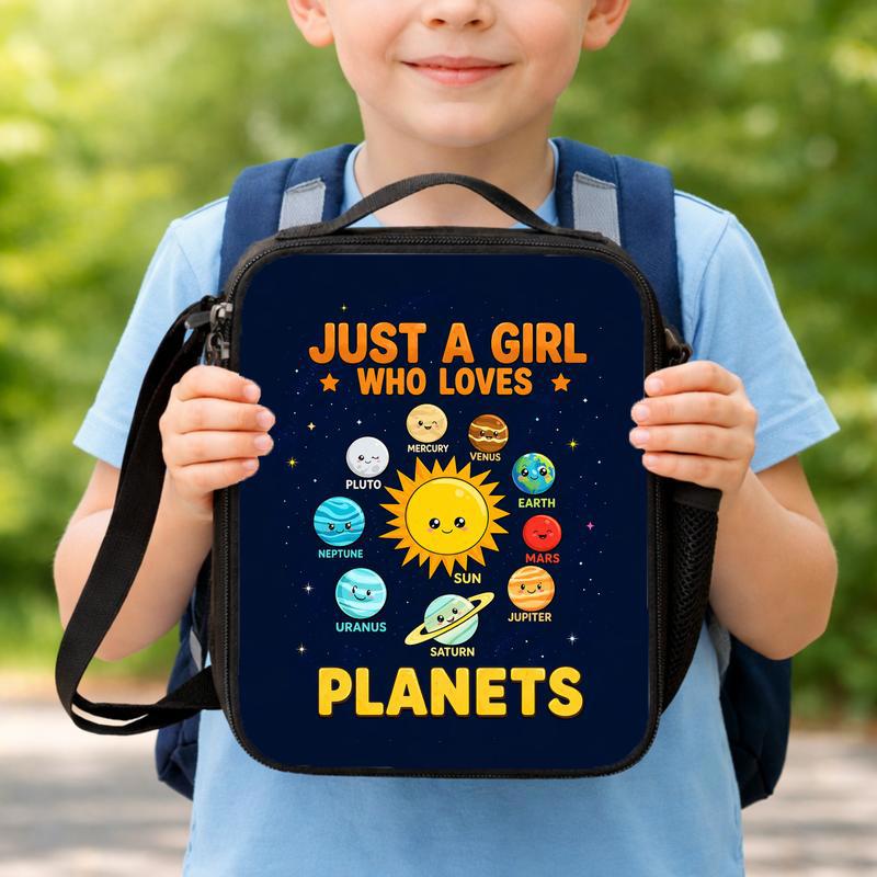 Girls Lunch Bag Space - Just A Girl Who Loves Planets Lunch Box Bag