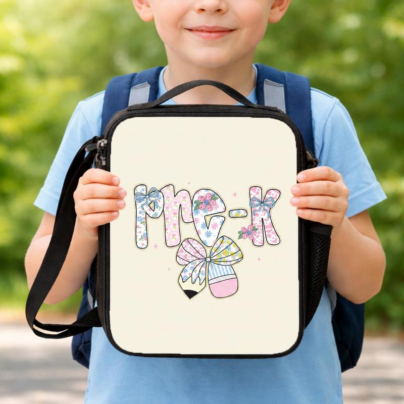 Girls Pre-K Back To School Lunch Bag - Floral Bow Aesthetic Lunch Box Bag Girls Pre-K Back To School Lunch Bag - Floral Bow Aesthetic Lunch Box Bag