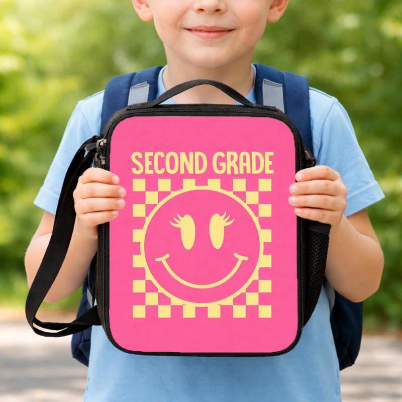 Grade Level Smiley Lunch Bag - Back To School Kids Lunch Box Bag Grade Level Smiley Lunch Bag - Back To School Kids Lunch Box Bag