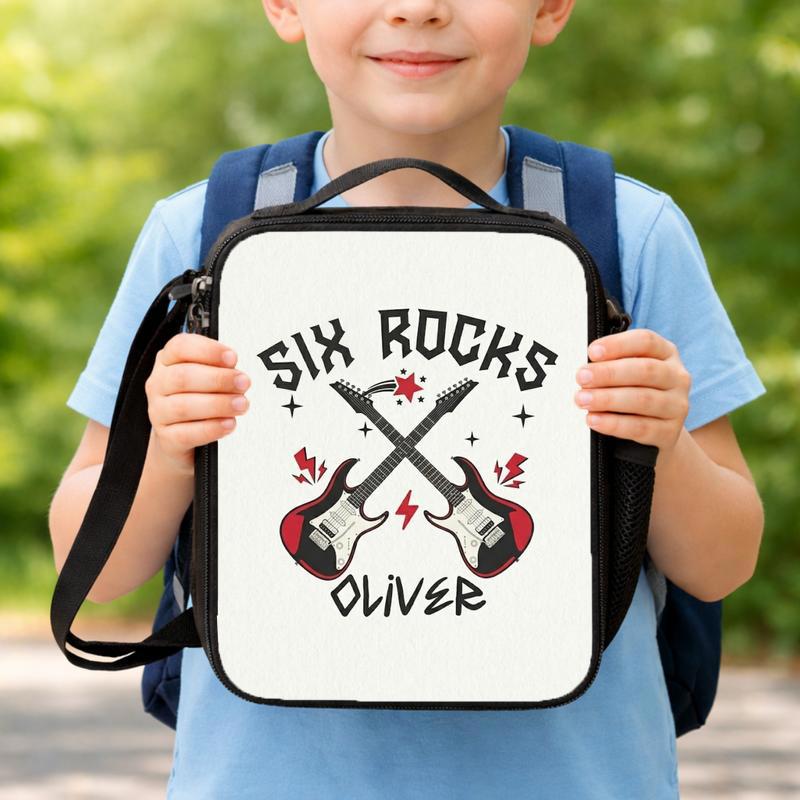 Grade Rocks Lunch Bag For Kids - Custom Name Rock N Roll Style Lunch Box Bag Grade Rocks Lunch Bag For Kids - Custom Name Rock N Roll Style Lunch Box Bag