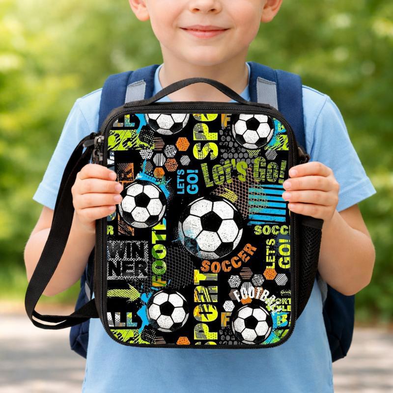 Grunge Soccer Pattern Lunch Bag - Cool Back To School Lunch Box Bag Grunge Soccer Pattern Lunch Bag - Cool Back To School Lunch Box Bag