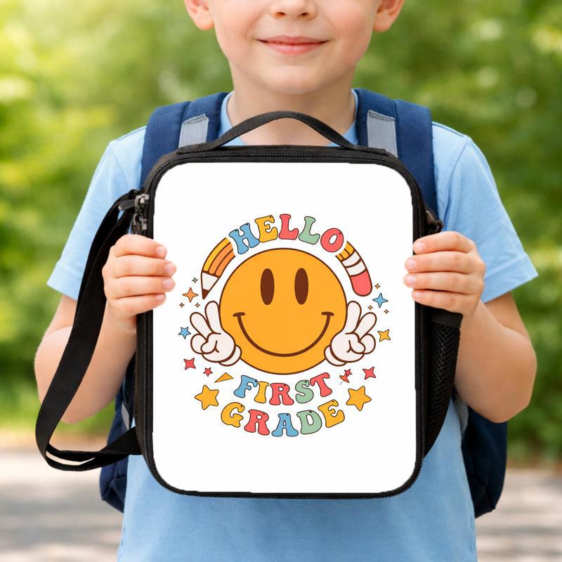Hello First Grade Lunch Bag - Smiley Kids School Style Lunch Box Bag Hello First Grade Lunch Bag - Smiley Kids School Style Lunch Box Bag